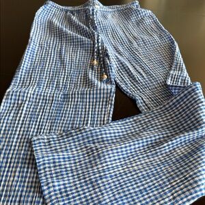 Urban Outfitters Blue and White Gingham Drawstring Pants